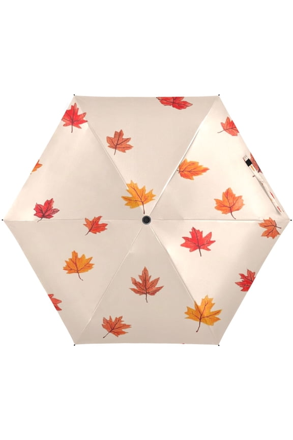 Falling Maple Leaves Umbrellas for Sun Auto Open Close UV50+ Waterproof 5-Fold Compact Fiberglass Frame