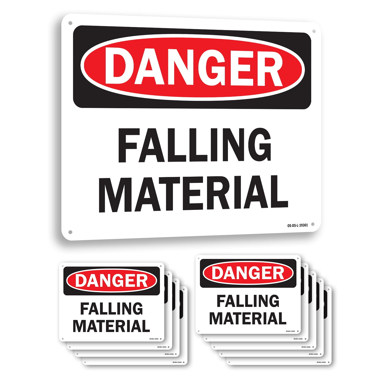 Falling Material OSHA Danger Aluminum Sign 18 Inch x 12 Inch - 10 Pack ...