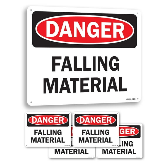 Falling Material OSHA Danger Rigid Plastic Sign 24 Inch x 18 Inch - 5 Pack