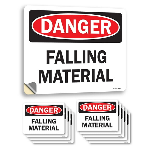 Falling Material OSHA Danger Vinyl Decal Label 24 Inch x 18 Inch - 10 Pack