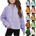 thumbnail image 1 of Falling Saving! HVOBTTY Toddler Long Sleeved Pullover Sweatshirt, Girl's Fall and Winter Tops, Youth Casual Solid Color Stand Collar Half Zippr Thumb Holes Wear Pullover Sweatshirt Beige, 7-8 Years, 1 of 4