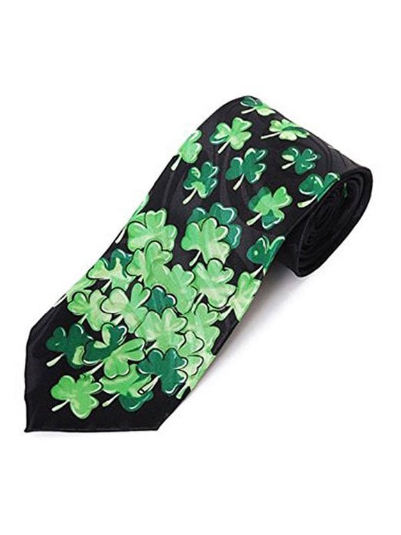 Falling Shamrocks St. Patricks Day Clover Necktie