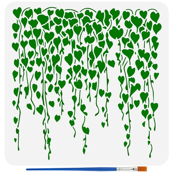 Falling Vine Stencils with a Brush 11.8x11.8Inch Vine Leaves Pattern Painting Stencils Reusable PET Plant Themes Decoration TemplateDIY