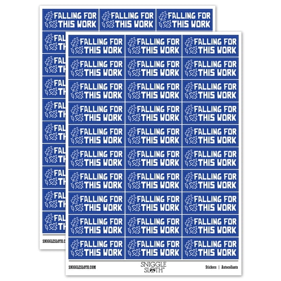 Falling for this Work Leaves Teacher Student School Sticker Set - Dark Blue - Matte Finish - 1.75" Medium