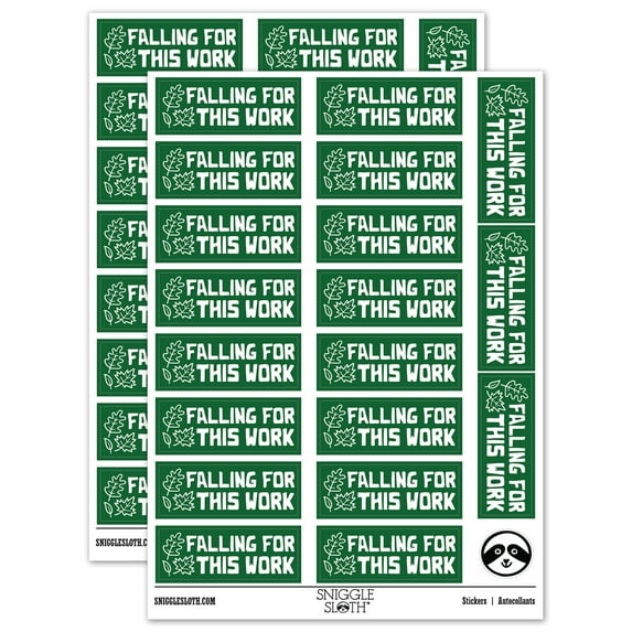 Falling for this Work Leaves Teacher Student School Sticker Set - Dark Green - Gloss Finish - 2.00" Large