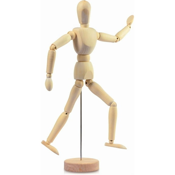 Falling in Art 12Inch Drawing Mannequin, Wooden Human Model for Art Creation, Natural