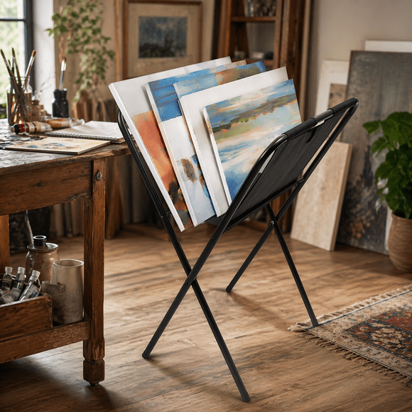 Small Canvas Print Rack – Portable Folding Display Rack for Posters, Prints, Artwork, and Canvas Storage