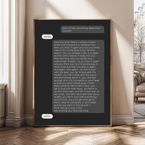 Falling in Love Quote Deep Meaning Romantic Text Typography Aesthetic Poster