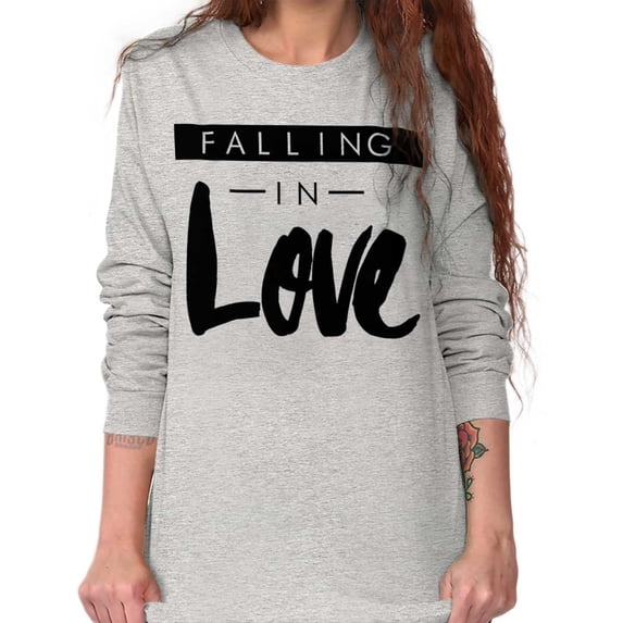 Falling in Love Romantic Cute Trendy Women's Long Sleeve T Shirt Brisco Brands S
