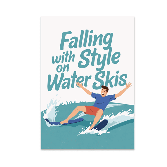 Falling with Style on Water Skis - Water Skiing Enthusiast - 13x19 Poster Print