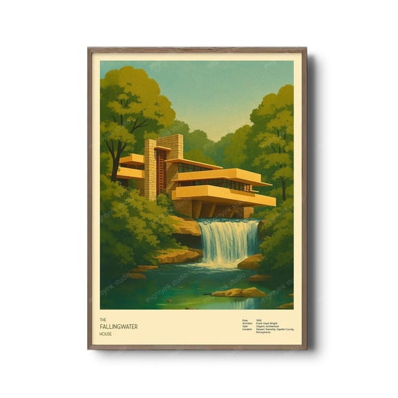 Fallingwater Frank Lloyd Wright Poster, Unframed Paper Poster 8x10in