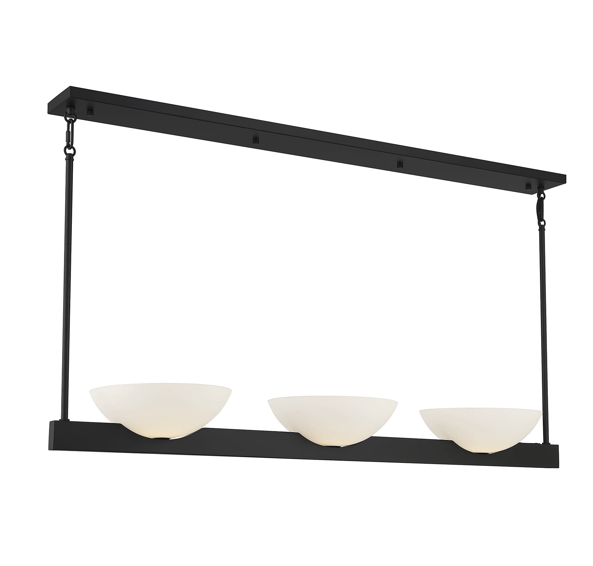 Matte Black Mid-Century Modern 3-Light Linear Chandelier
