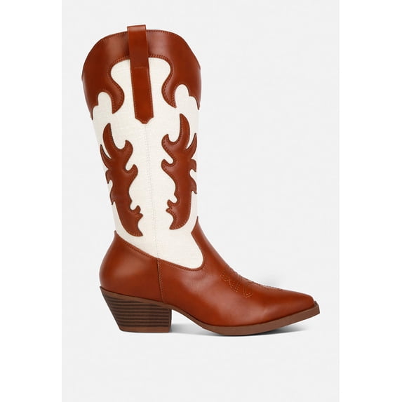 Fallon Faux Leather Patchwork Cowboy Boots