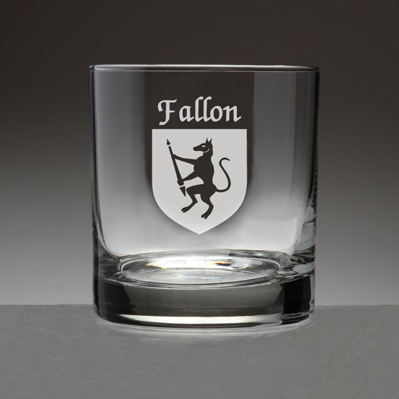 Fallon Irish Coat of Arms Tumbler Glasses - Set of 4 (Sand Etched)