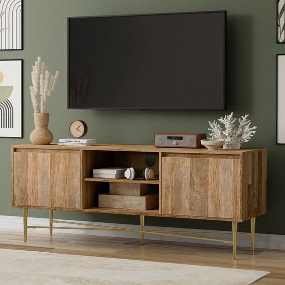 Simpli Home Simpli Home Fallon SOLID MANGO WOOD 60 inch Wide Contemporary TV Media Stand in Natural For TVs up to 65 inches