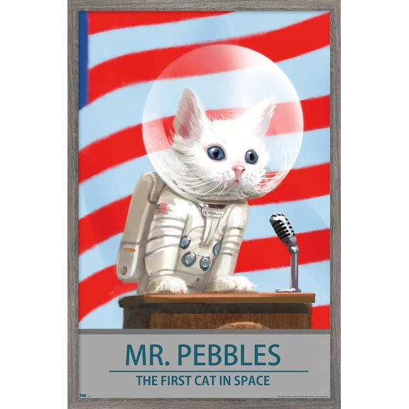 Fallout 4 - Mr. Pebbles - The First Cat In Space Wall Poster, 14.725" x 22.375" Framed