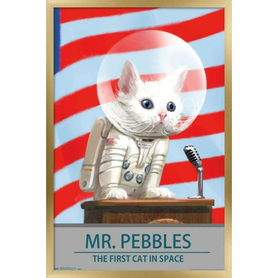 Fallout 4 - Mr. Pebbles - The First Cat In Space Wall Poster, 22.375" x 34" Framed