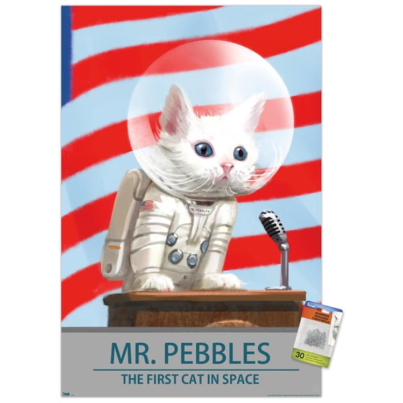 Fallout 4 - Mr. Pebbles - The First Cat In Space Wall Poster with Pushpins, 22.375" x 34"