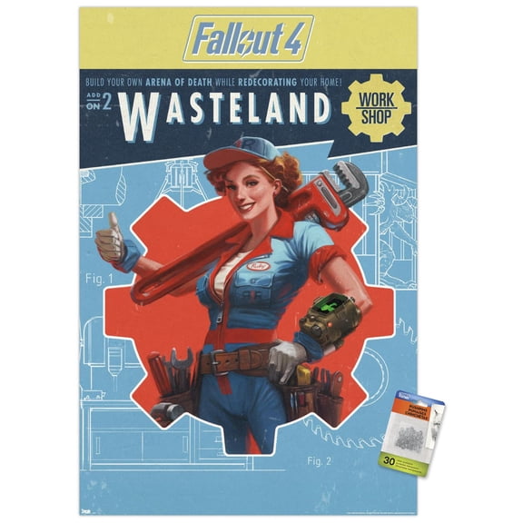 Fallout 4: Wasteland - Workshop Wall Poster with Pushpins, 22.375" x 34"