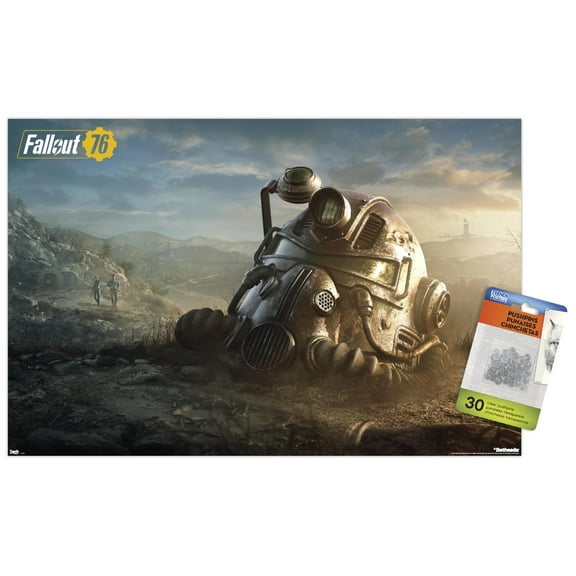 Fallout: 76 - Helmet Key Art Wall Poster with Push Pins, 14.725" x 22.375"