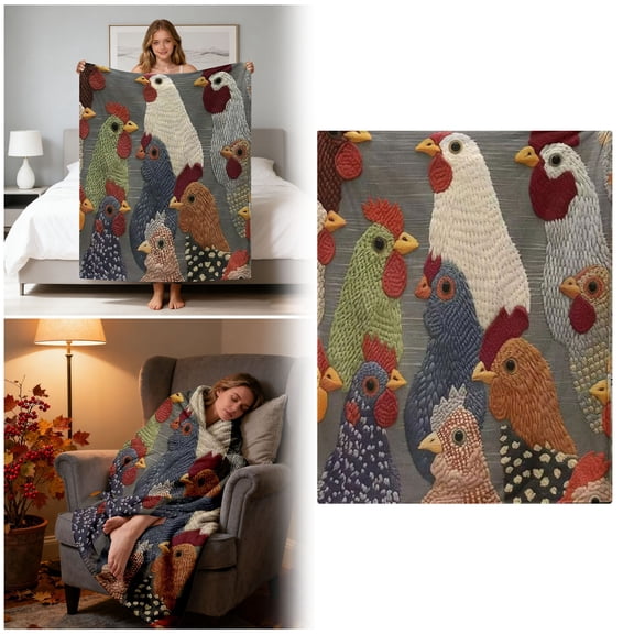Fallout Chicken Head Pattern Blanket Unique Chicken Head Patterns Farmhouse Printed Blankets For Both Indoor And Outdoor Home For Couch Bed And Living Room Chickens Lovers Relief