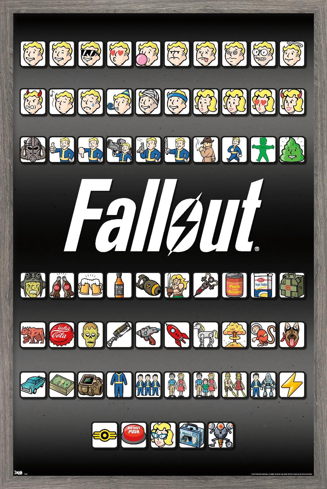 Fallout - Emojis Wall Poster, 14.725" x 22.375" Framed