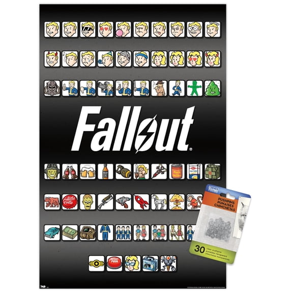 Fallout - Emojis Wall Poster with Push Pins, 14.725" x 22.375"