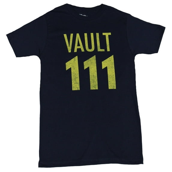 Fallout Fall Out Mens T-Shirt - Distressed Vault 111 Word Image (Small)