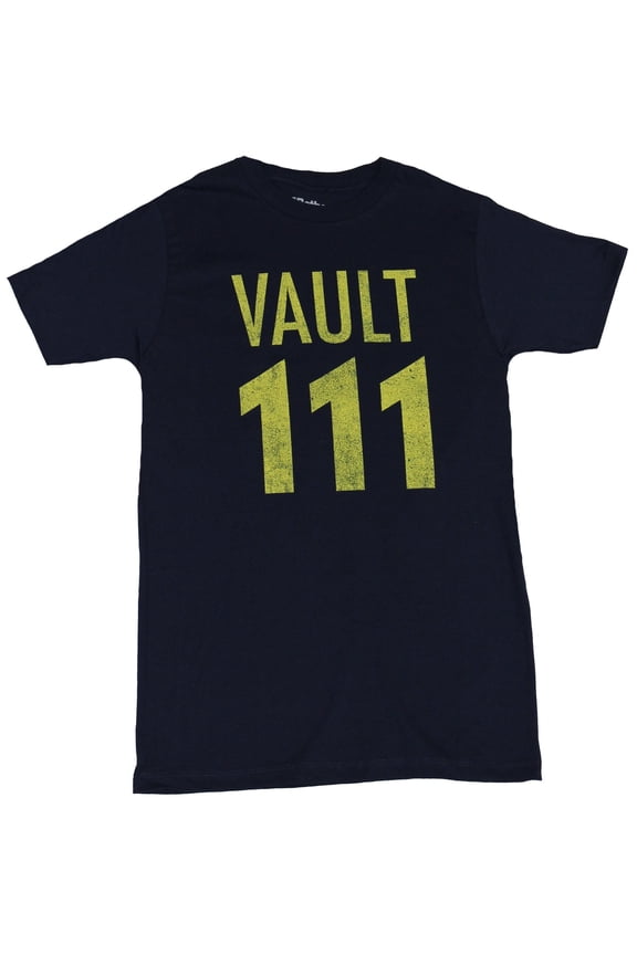 Fall Out Mens T-Shirt - Distressed Vault 111 Word Image (Small)