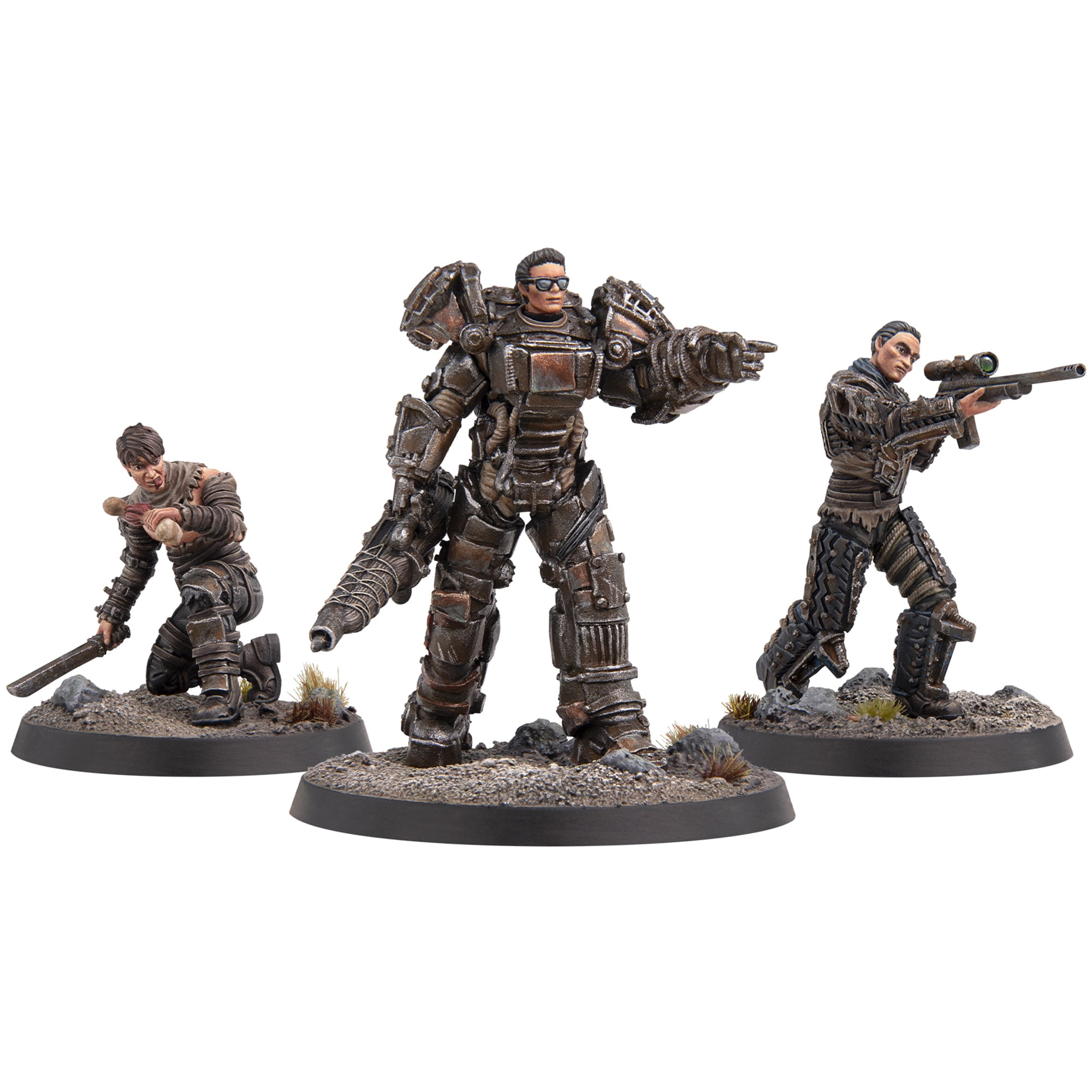 Fallout: Miniatures - Raiders: Big Fish - 3 Resin Figures & Bases, Unpainted & Unassembled, Far Harbor Wave, Licensed Tabletop Skirmish Wargame