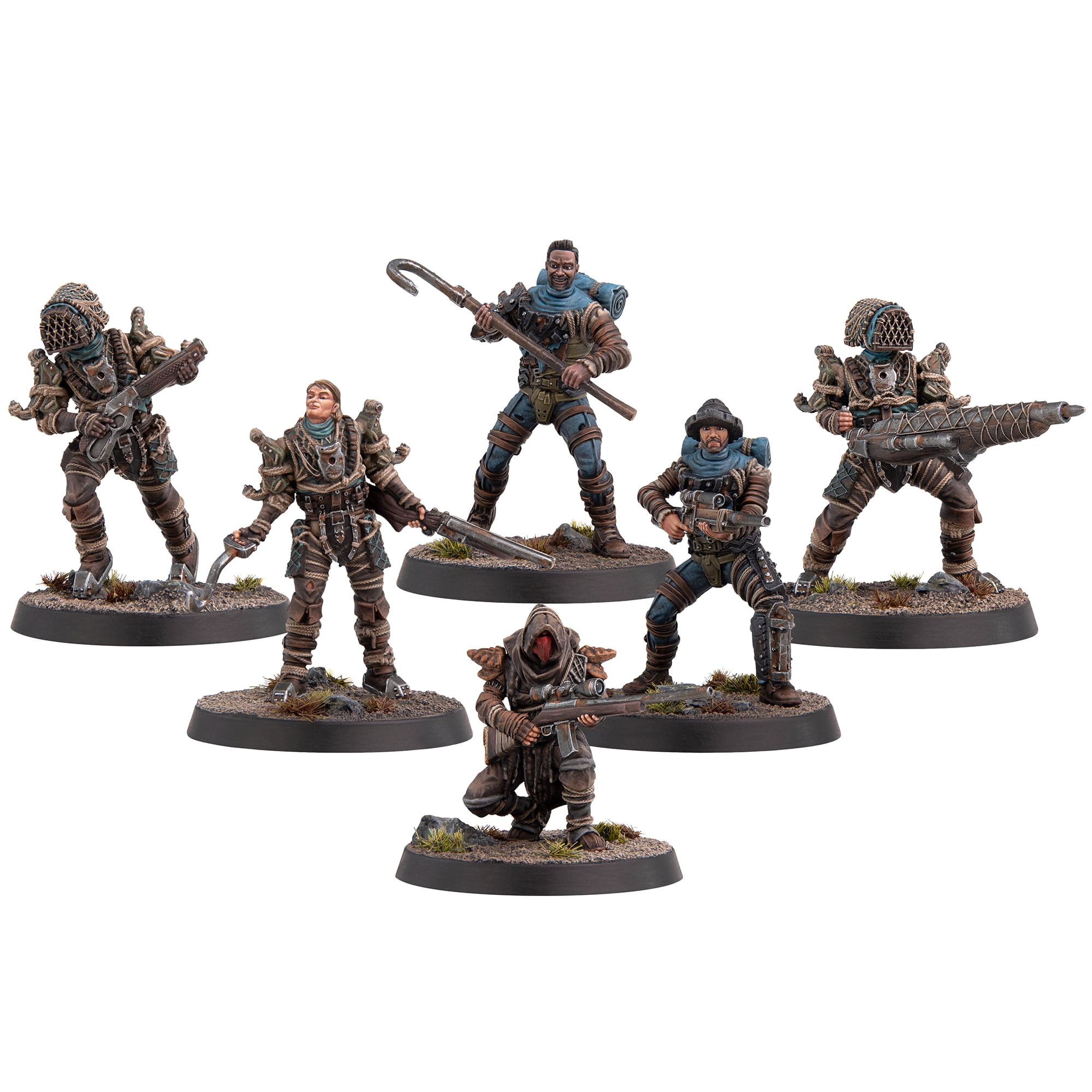 Fallout: Miniatures - Raiders: Trappers - 6 Resin Figures & Bases, Unpainted & Unassembled, Far Harbor Wave, Licensed Tabletop Skirmish Wargame