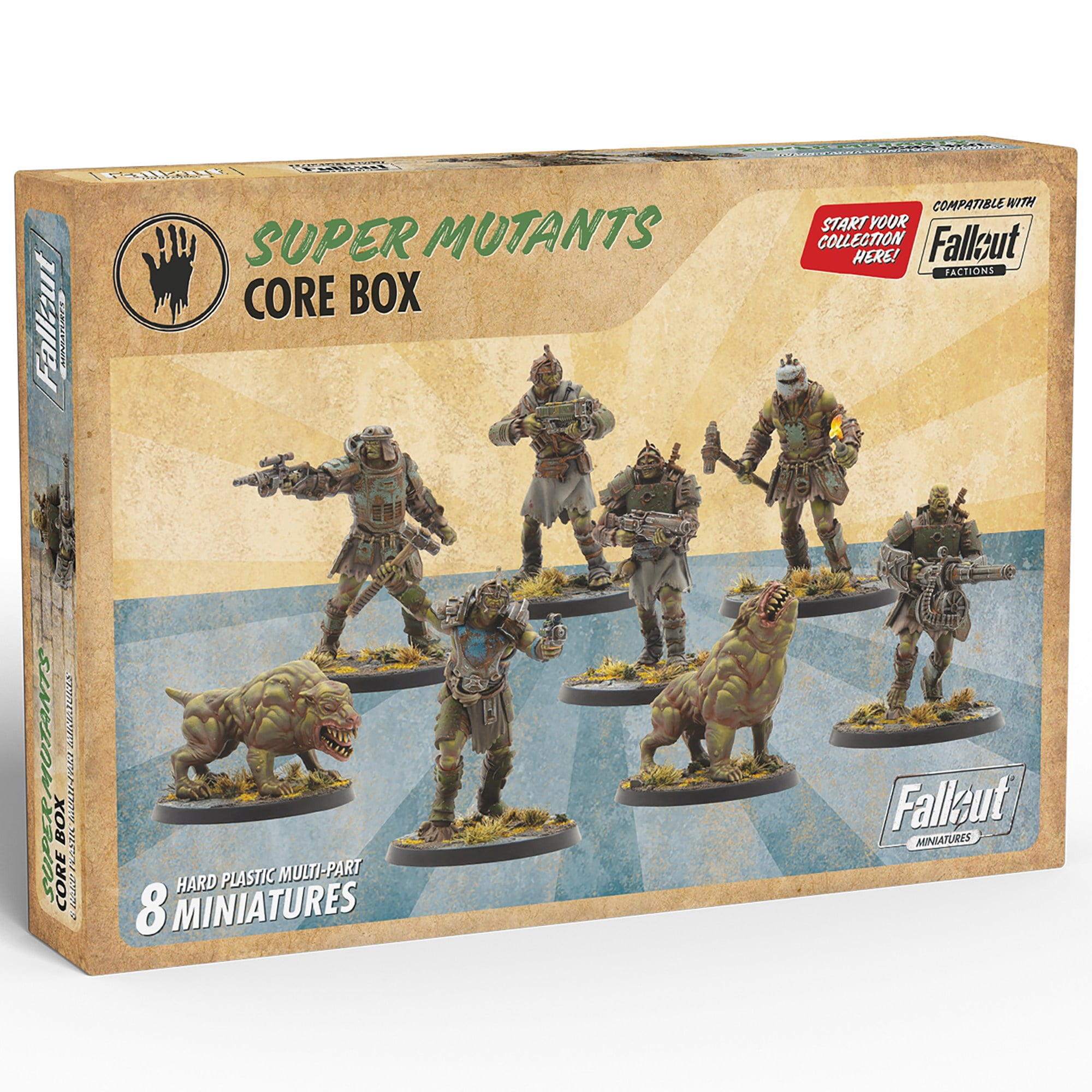 Fallout Miniatures: Super Mutants: Core Box - 8 Figure & Bases Set, Multi-Part Plastic, Unpainted & Unassembled, Licensed Tabletop Skirmish Wargame