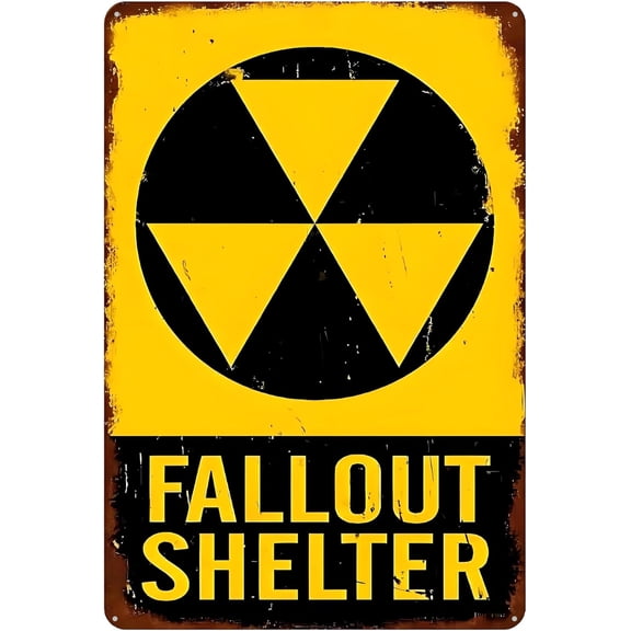Fallout Shelter Sign 8x12 Inch Aluminum Retro Metal Tin Sign, Funny Wall Decor For Home, Bar, Man Cave