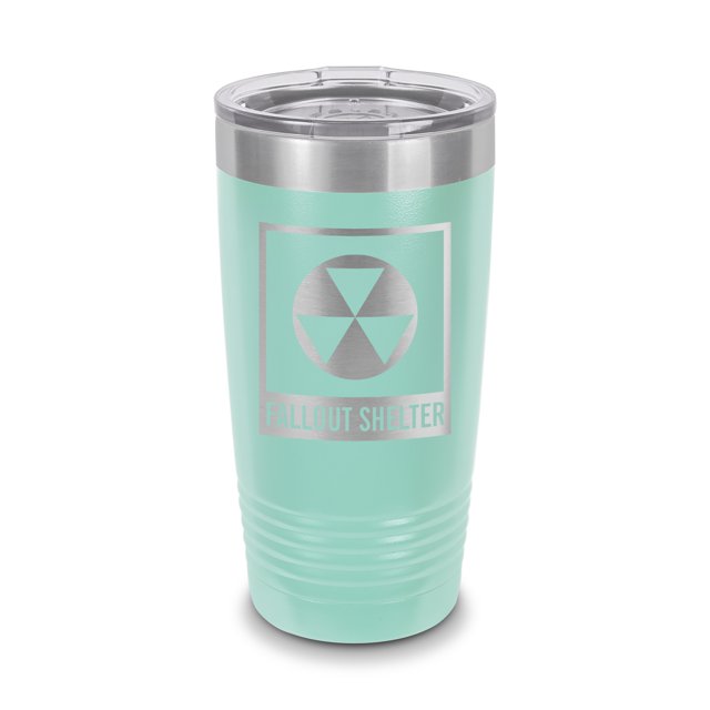 Fallout Shelter Symbol Tumbler 20 oz Laser Engraved w/ Clear Lid
