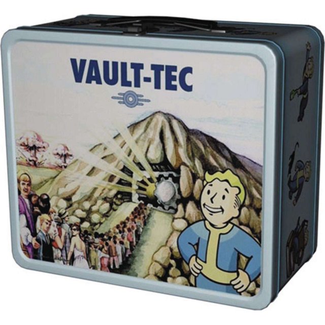 Fallout Can Wrapper FanWraps Fallout Merchandise: Pre-Nuclear Shelter Tin Tote Prop Replica ...