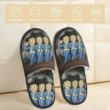 Fallout Slippers Bedroom Shoes Indoor Furry Warm Stylish Pattern Home Slippers For Women Men Medium