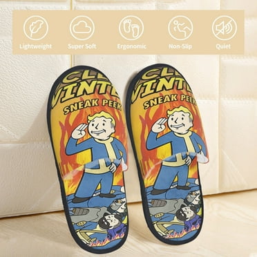 Fallout Slippers Bedroom Shoes Indoor Furry Warm Stylish Pattern Home Slippers For Women Men Medium