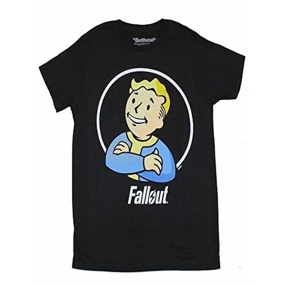 Bioworld Fallout Vault Boy Arms Crossed Men's T-Shirt Tee (Large) Black