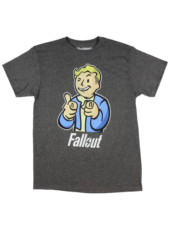 Bioworld Fallout Vault Boy Charcoal Heather Adult T-Shirt Large Male