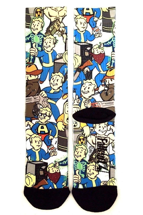 Fallout Vault Boy Collage All Over Print Crew Socks