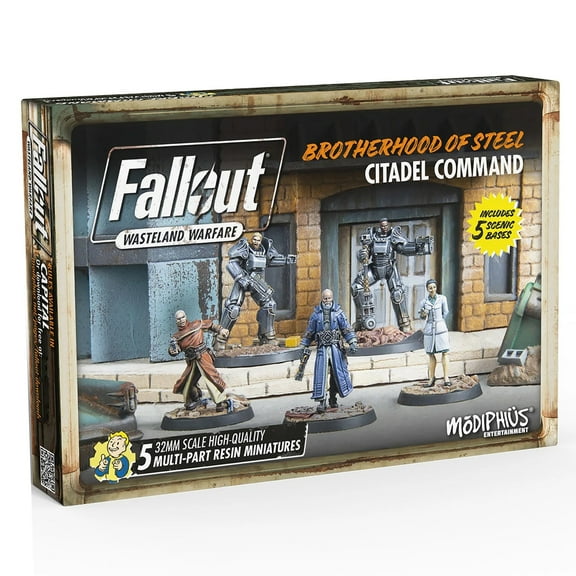 Fallout Wasteland Warfare: Brotherhood of Steel-Citadel Command - 5 Miniatures, 32mm Unpainted Figures, Captial Wave