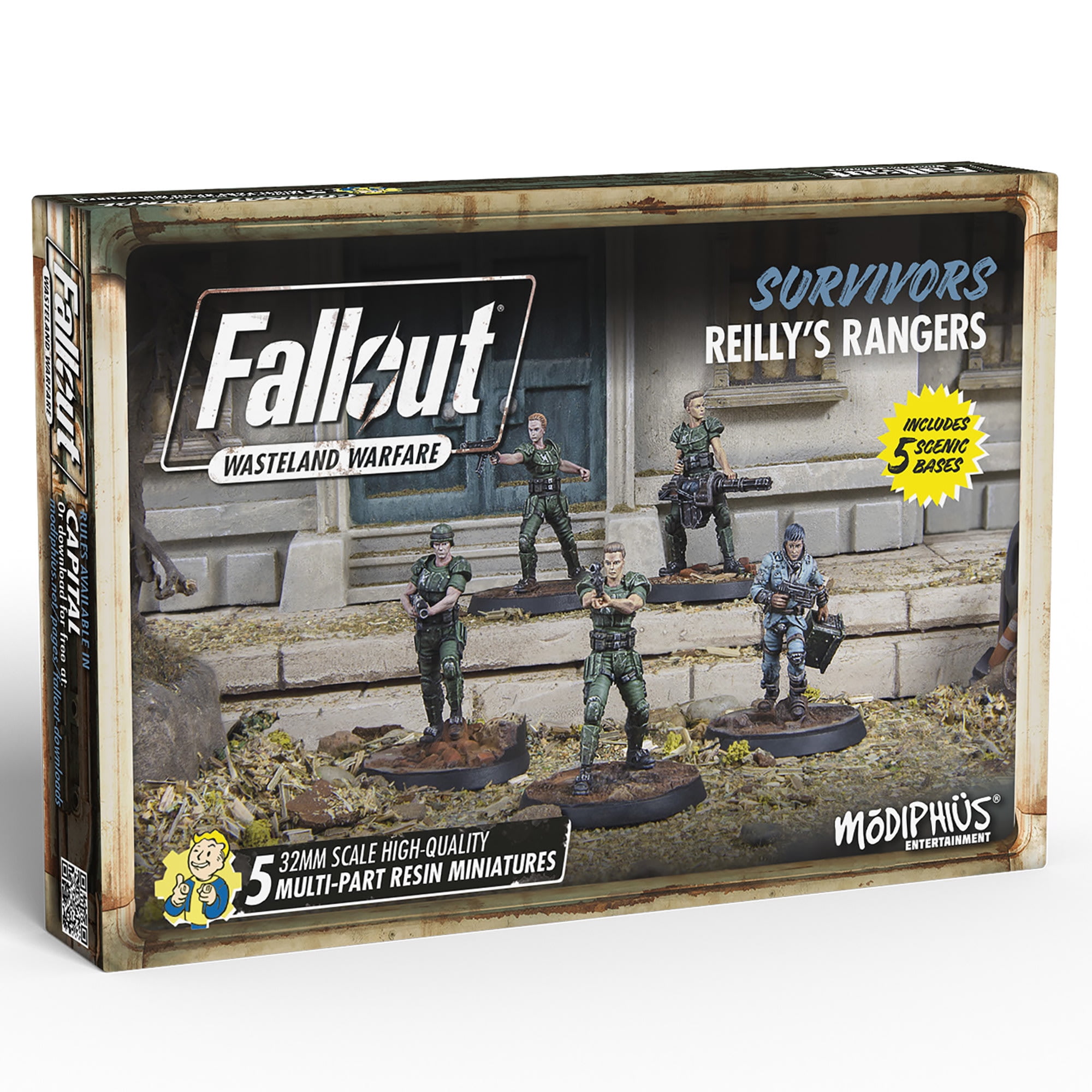 Fallout Wasteland Warfare: Survivors: Reilly's Rangers - 5 Miniatures, 32mm  Unpainted Resin Figures, Capital Wave RPG