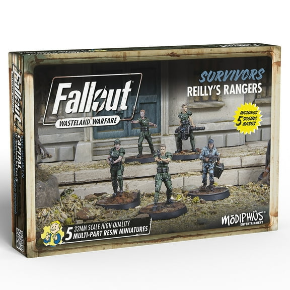 Fallout Wasteland Warfare: Survivors: Reilly's Rangers - 5 Miniatures, 32mm Unpainted Resin Figures, Capital Wave RPG