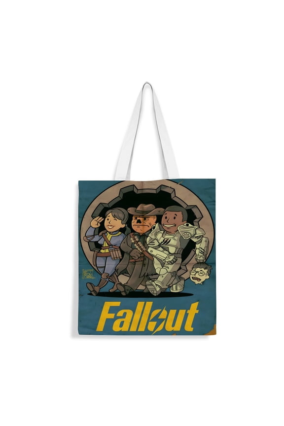 Fallout canvas Tote Bag handbag: Womens stylish tote for groceries and shopping, featuring a reusable design and inner zipper, dimensions 13.8 x 15.8 inches (35x40cm).