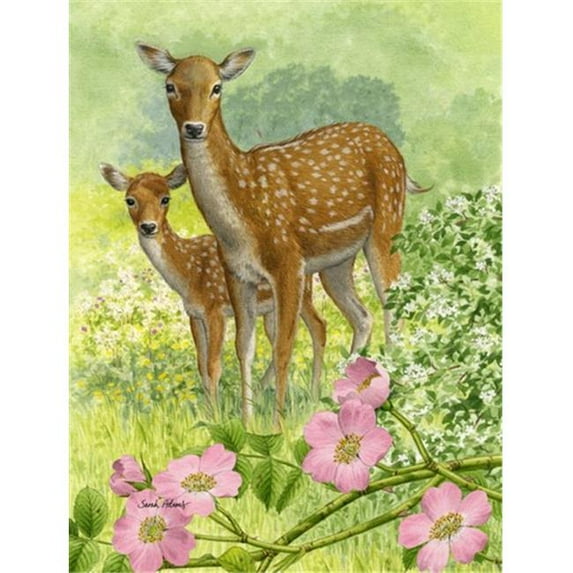 Fallow Deer & Calf Flag Garden Size