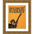 thumbnail image 1 of Falls, Charles Buckles 15x18 Gold Ornate Wood Framed with Double Matting Museum Art Print Titled - E-E-E-Yah-YIP, Go Over with U.S. Marines, 1917, 1 of 4