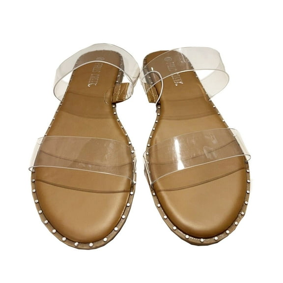 Falls Creek Women's Clear Strappy Sandal (Tan, 6M)