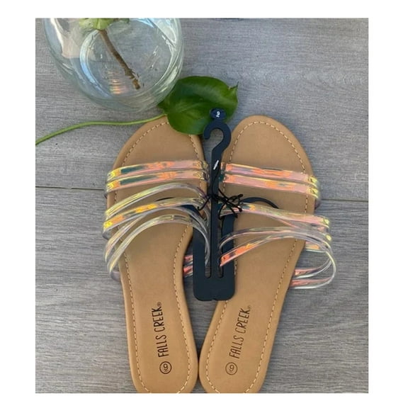 Falls Creek Women's Mercury Flat Sandals Shoes, Silver, 10M