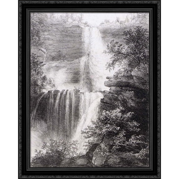 Falls at Catskill 28x34 Large Black Ornate Wood Framed Canvas Art by Thomas Cole