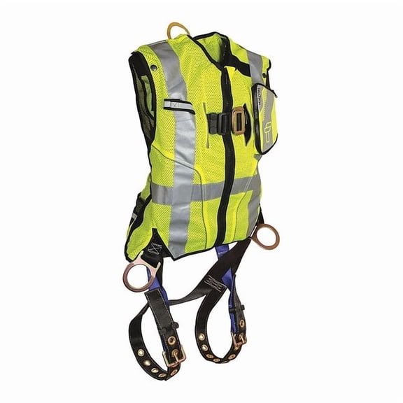 Falltech Full Body Harness,Hi-Vis Vest,S/M 7018SML